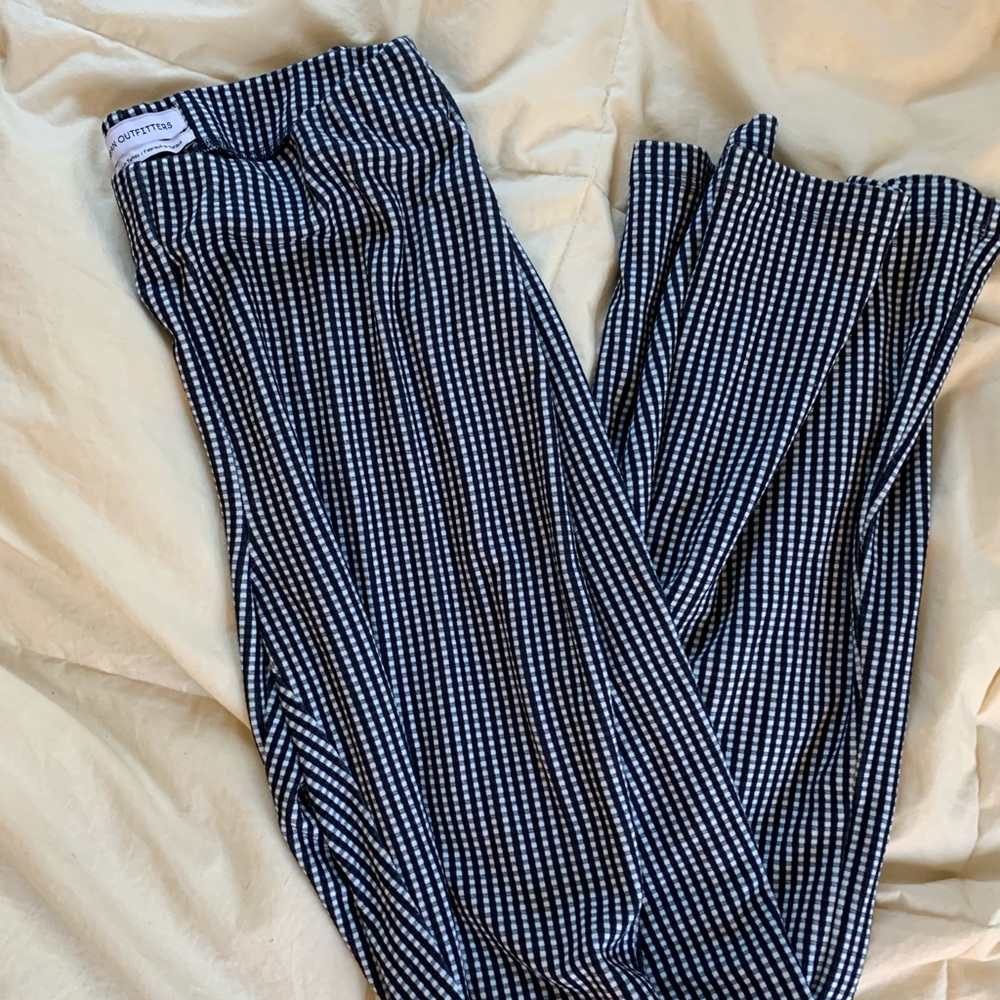 checkered flare stretchy pants